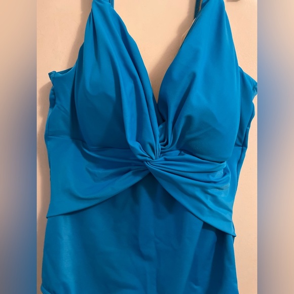 Miraclesuit Blue Twist Front One Piece Swimsuit Size 18DD - Picture 3 of 12